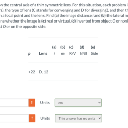 Object thin lenses axis stands central solved expert answer problem