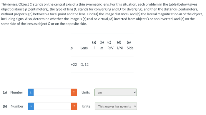 Object thin lenses axis stands central solved expert answer problem